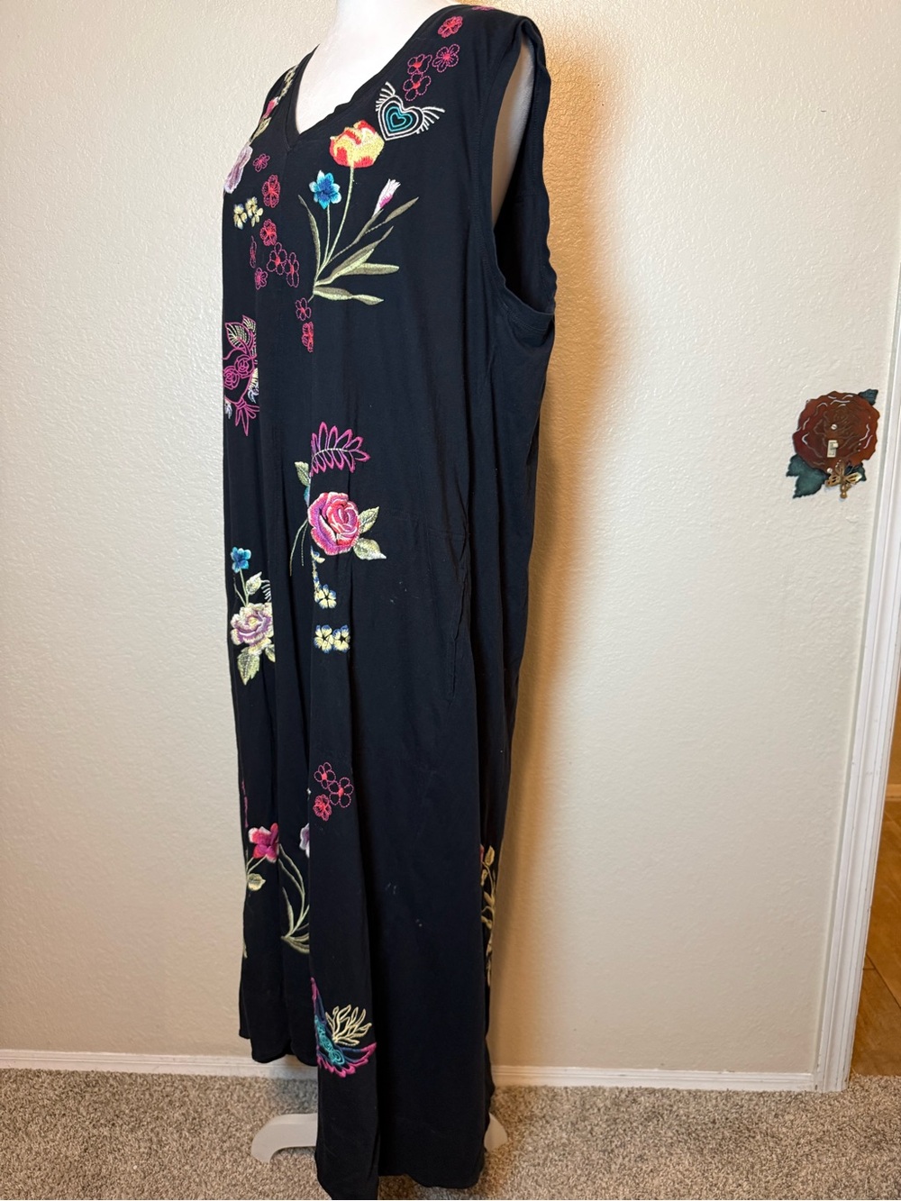 Johnny Was Jessi Knit V-Neck Maxi Dress Black Embroidered Size XXL - Picture 5 of 13